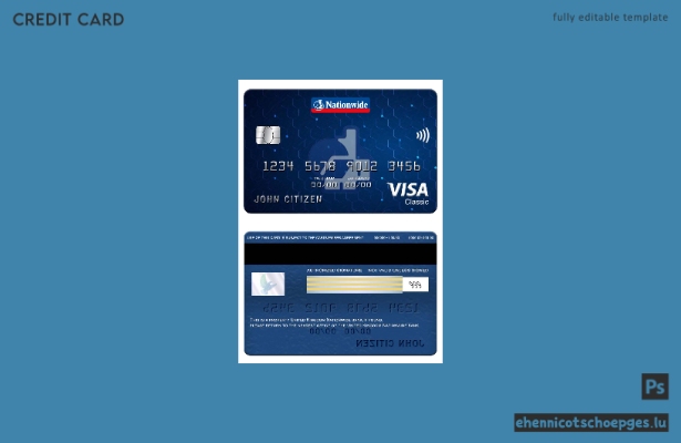 Beispielvorschau der Nationwide Bank Visa Classic Karte (Vereinigtes Königreich)